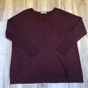 Mes Soeurs Et Moi Burgundy V-Neck Knit Sweater Women's M Oversized Dolman